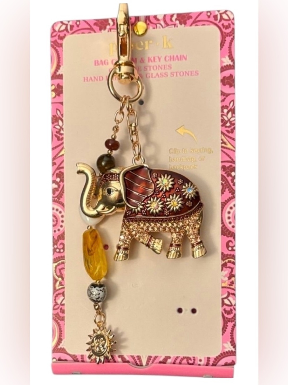 Piper K Boho Wanderlust Elephant Bag CHARM & KEY CHAIN
